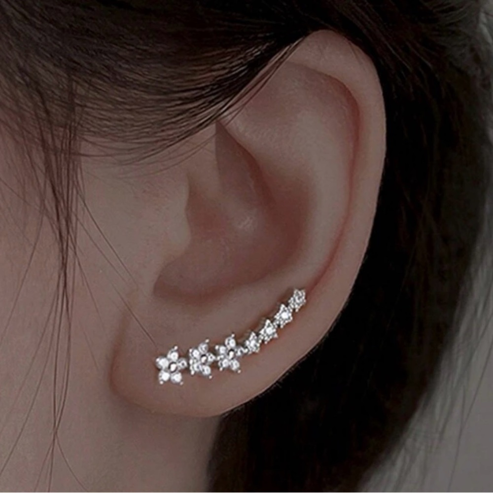 Floral & Star Design $925 Stud Earrings